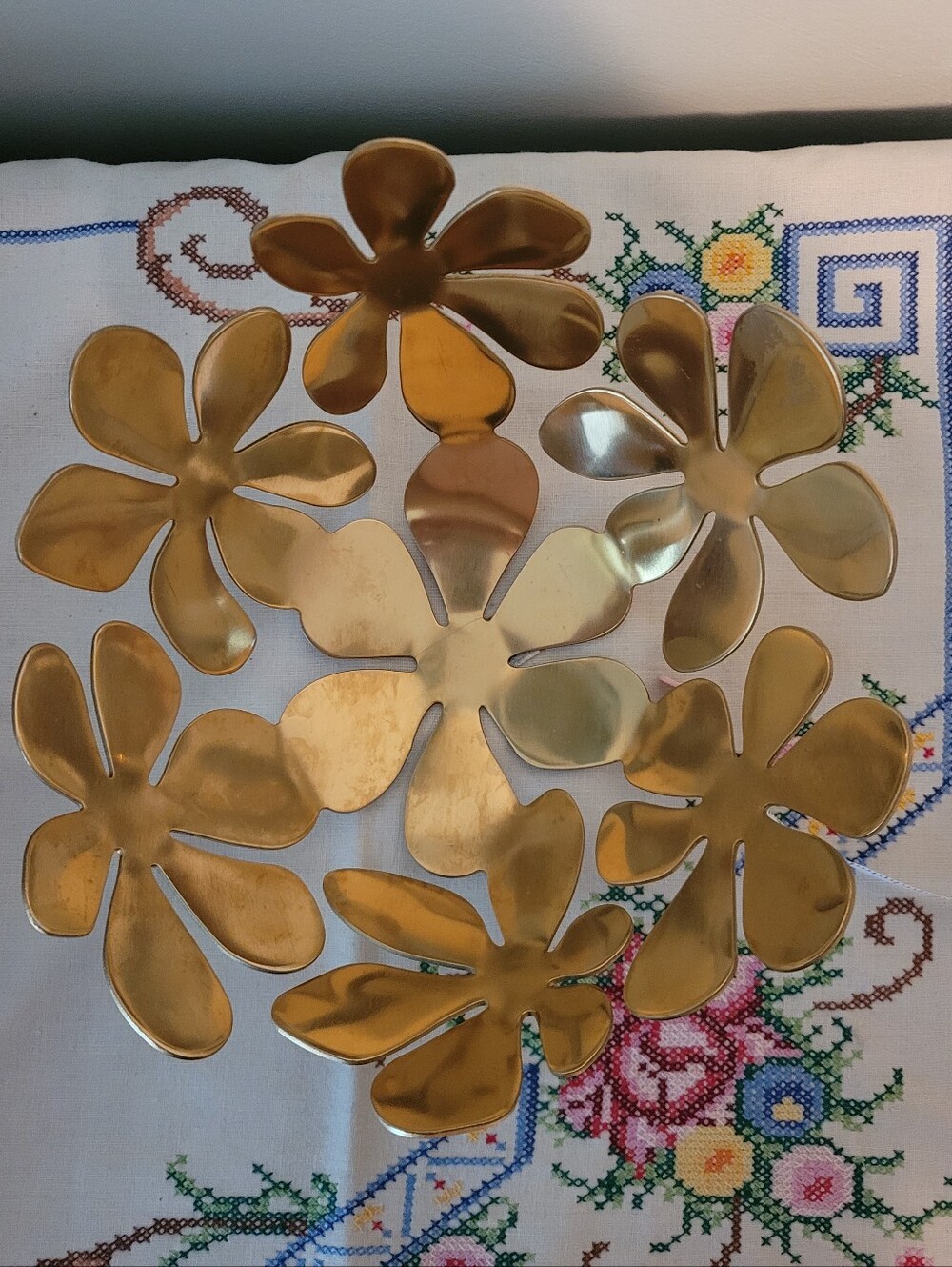 Brass Flower Decorative Bowl - Gold Floral Accent